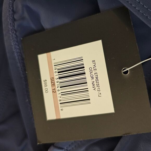 Ellen Tracy Women's Navy Blue Keyhole High Neck One Piece Swimsuit Size 12 - Picture 9 of 9